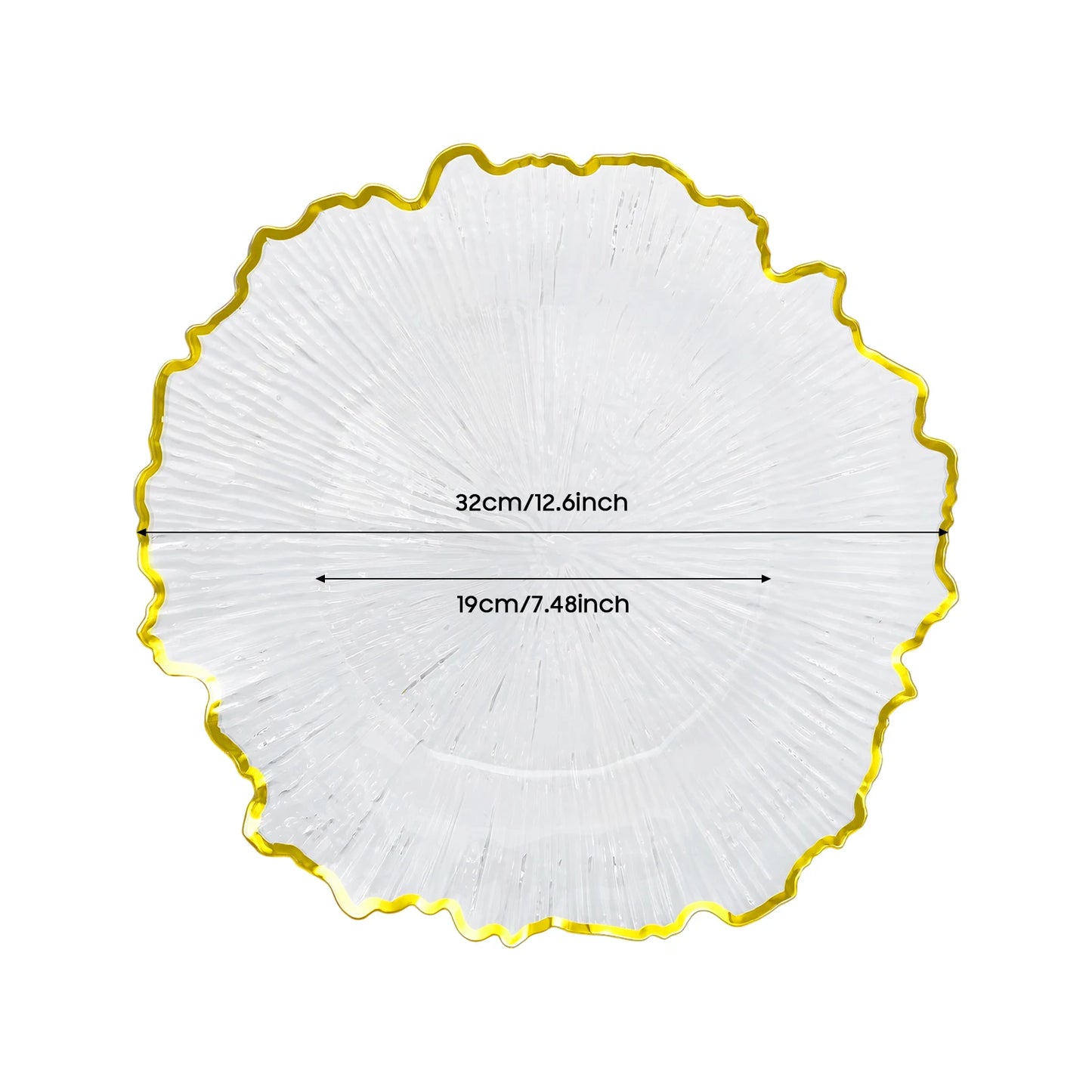 Serving Charger Plates with Gold Rim Transparent Plastic Set