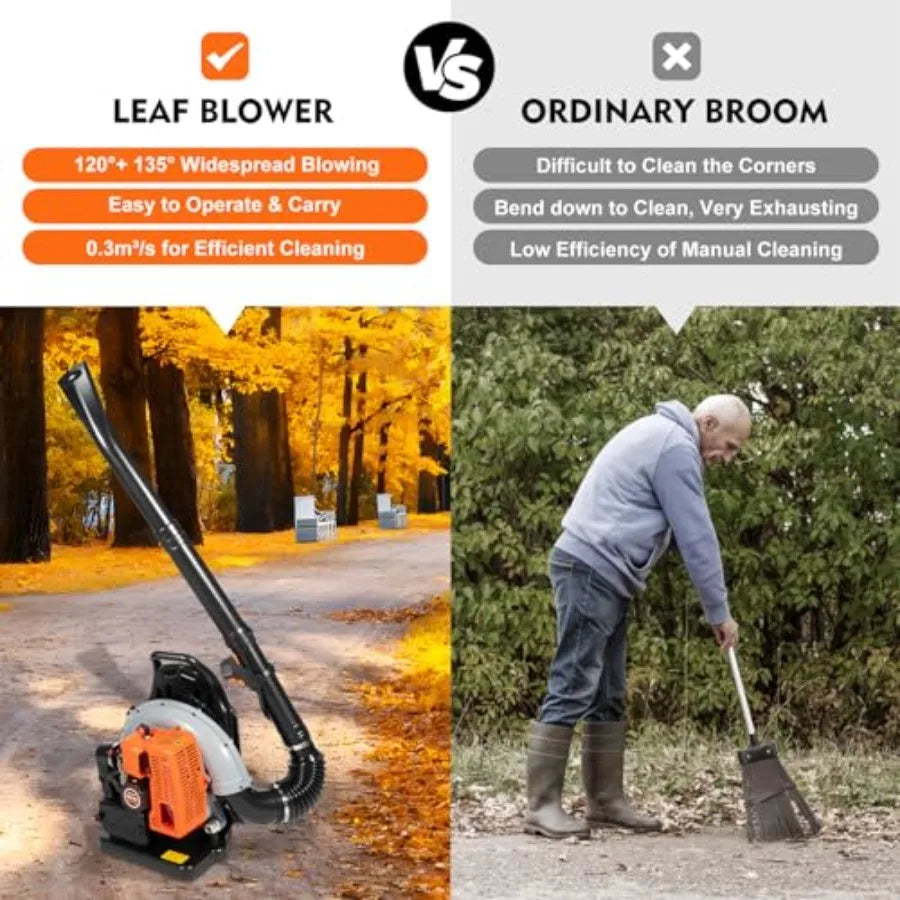 Gas-Powered Backpack Leaf Blower with Padded Harness