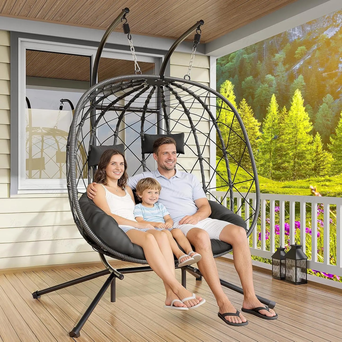 Rattan Wicker Hanging Swing Egg Chair