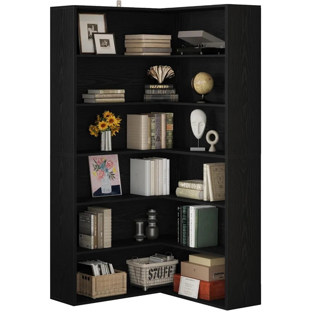 Corner Bookcases with Baffles Shelf Storage Rack