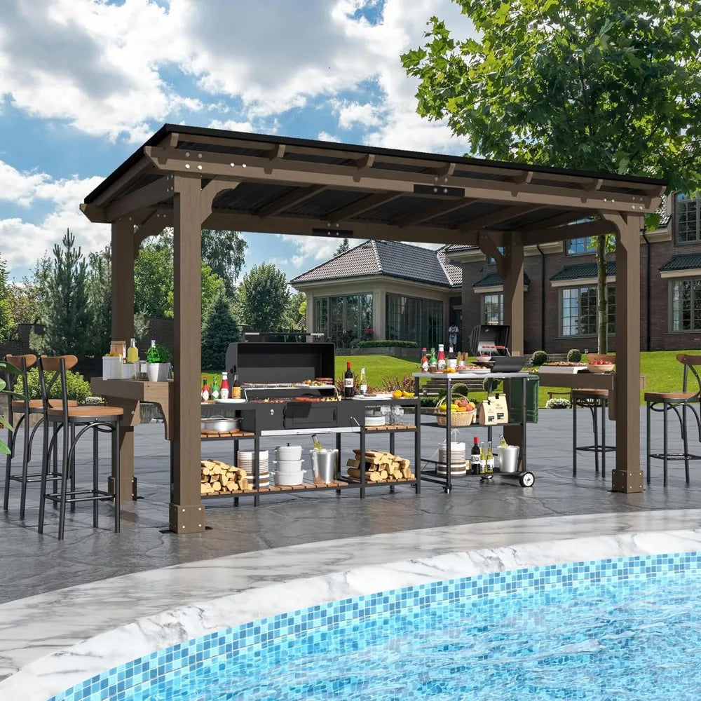 Heavy Duty Grill Gazebo Sloping Metal Roof