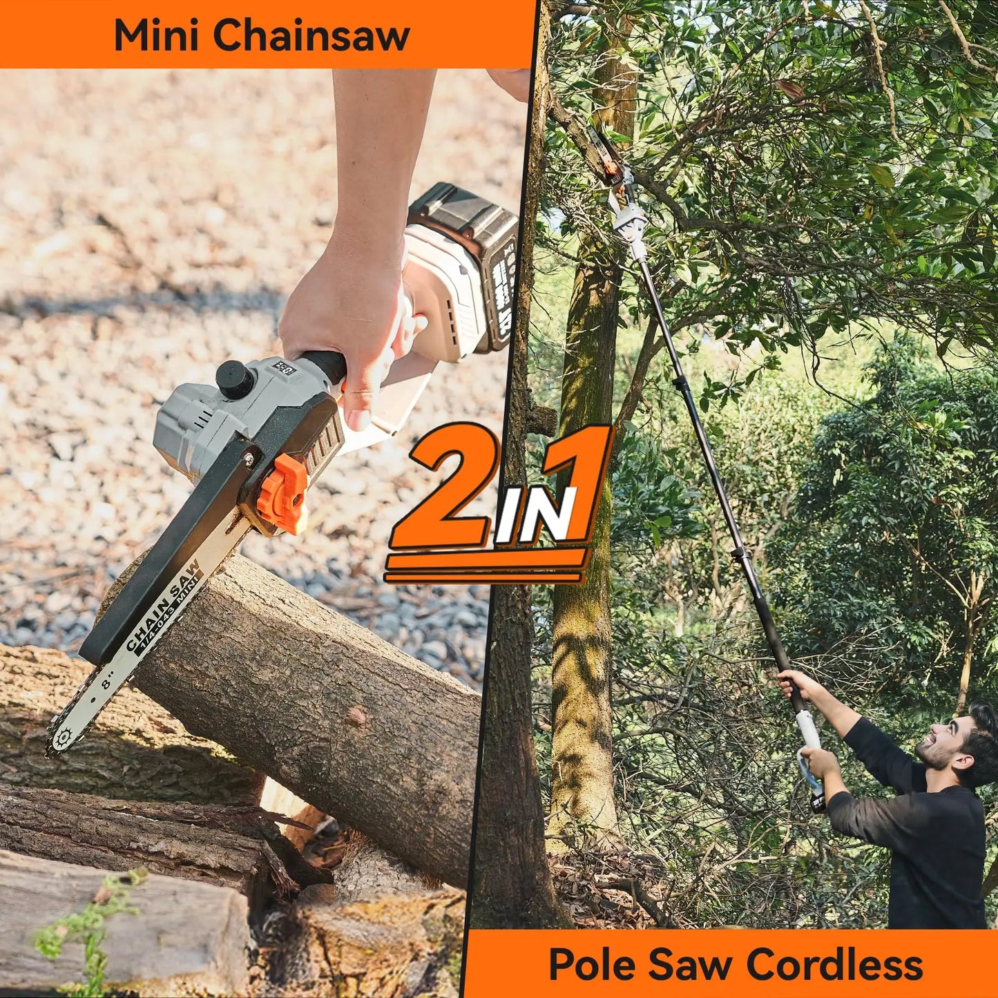 Extendable Pruning Saw Garden Tree Pruner   With 2 4000mAh Batteries