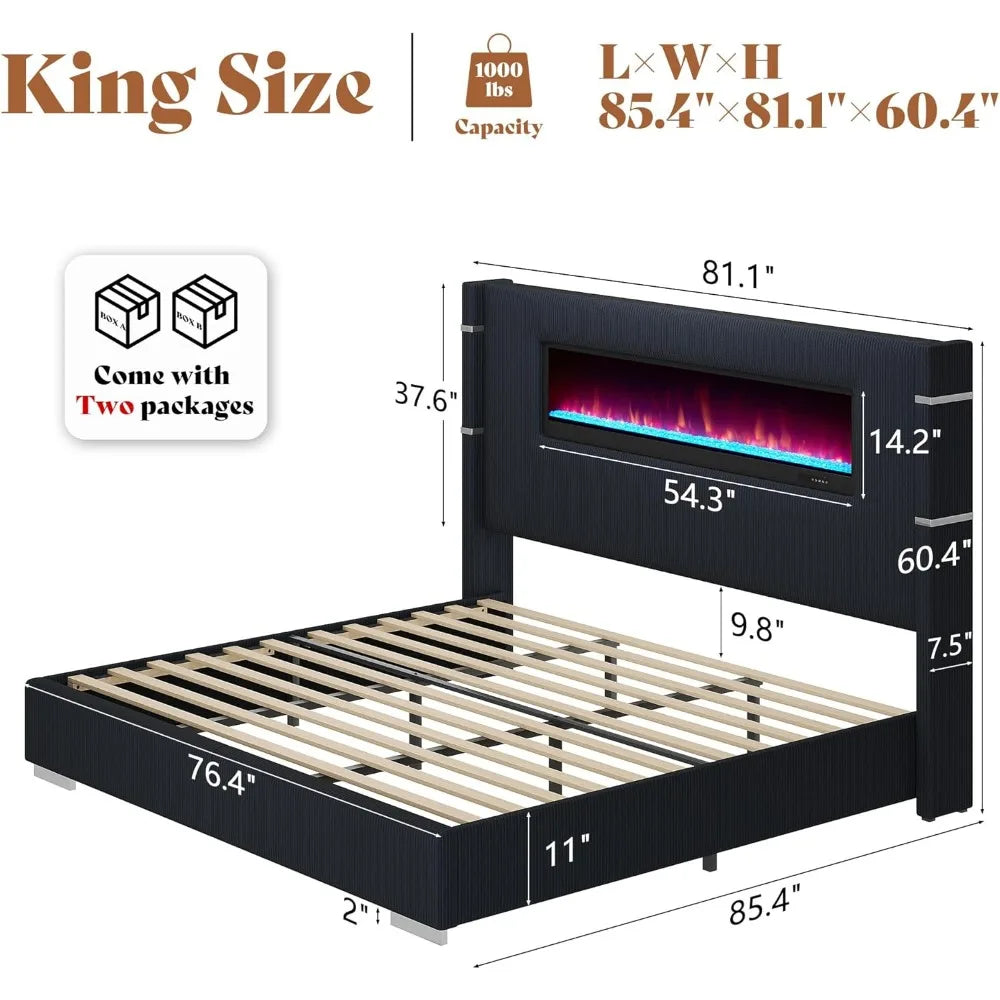Modern Bed Frame with Extra Tall Headboard