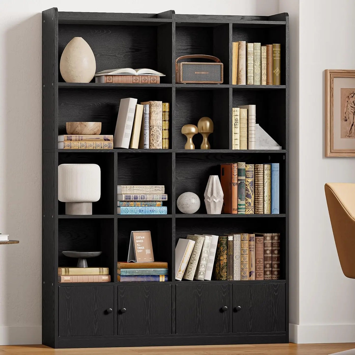 Floor Standing Tall Display Storage Shelves with Doors