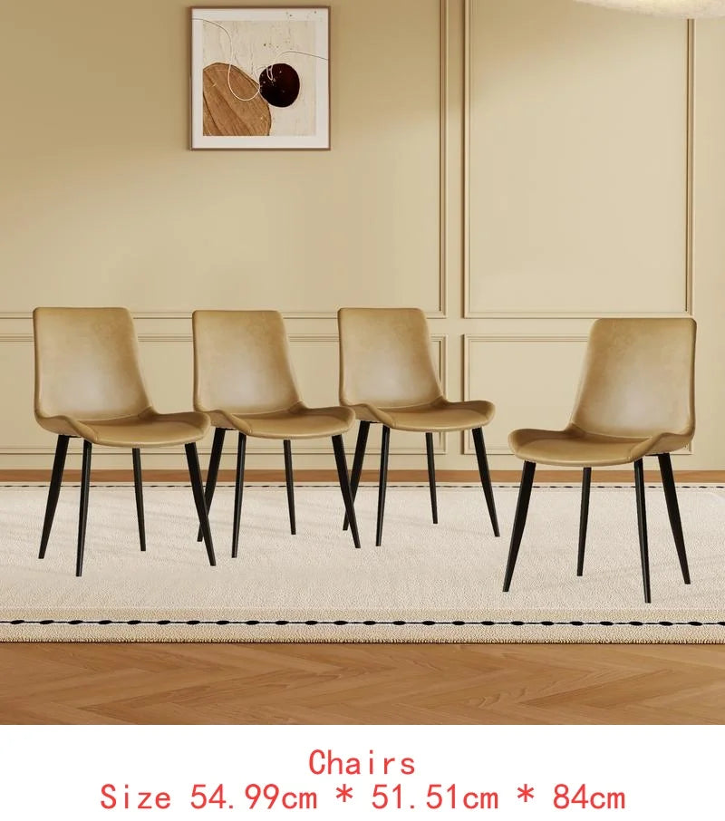 Modern Luxury Rectangular Dining Table with Centered Stone Top and Carbon Steel Base