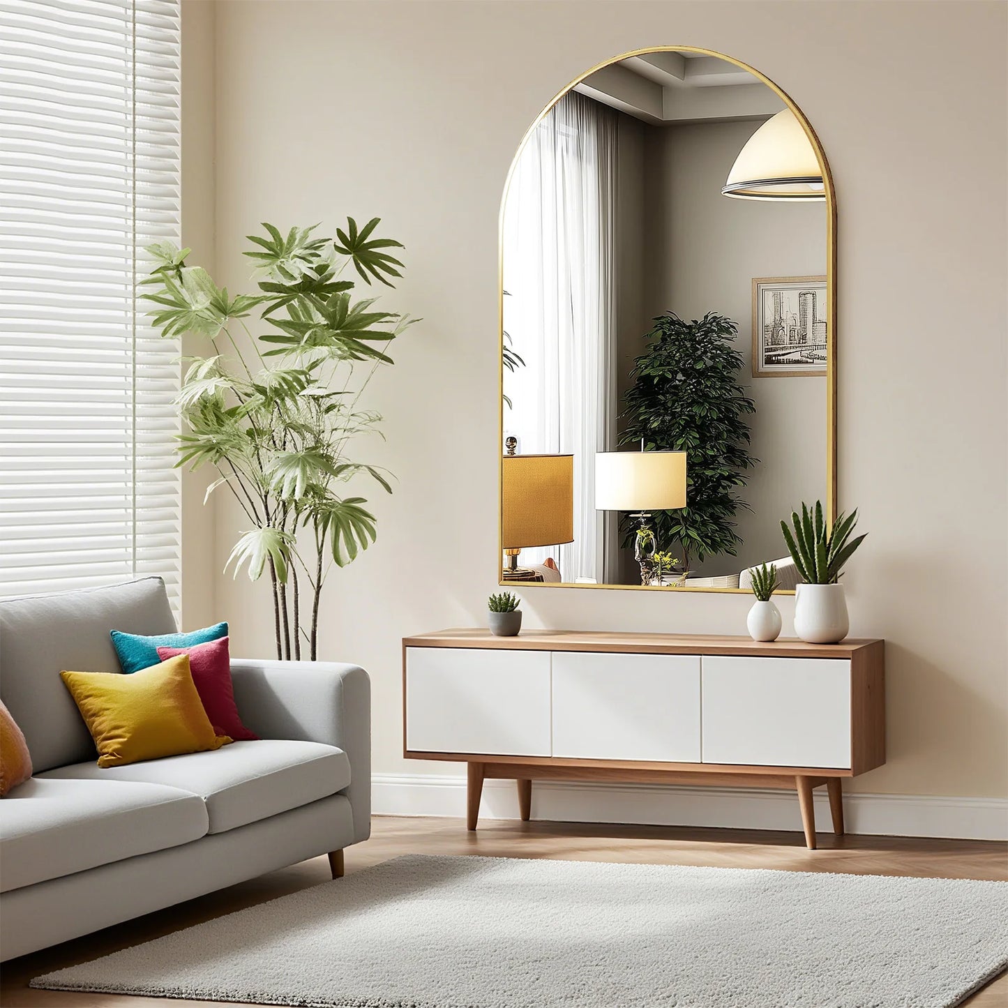 Arched Metal Framed Bathroom Mirrors - Wall  Hanging