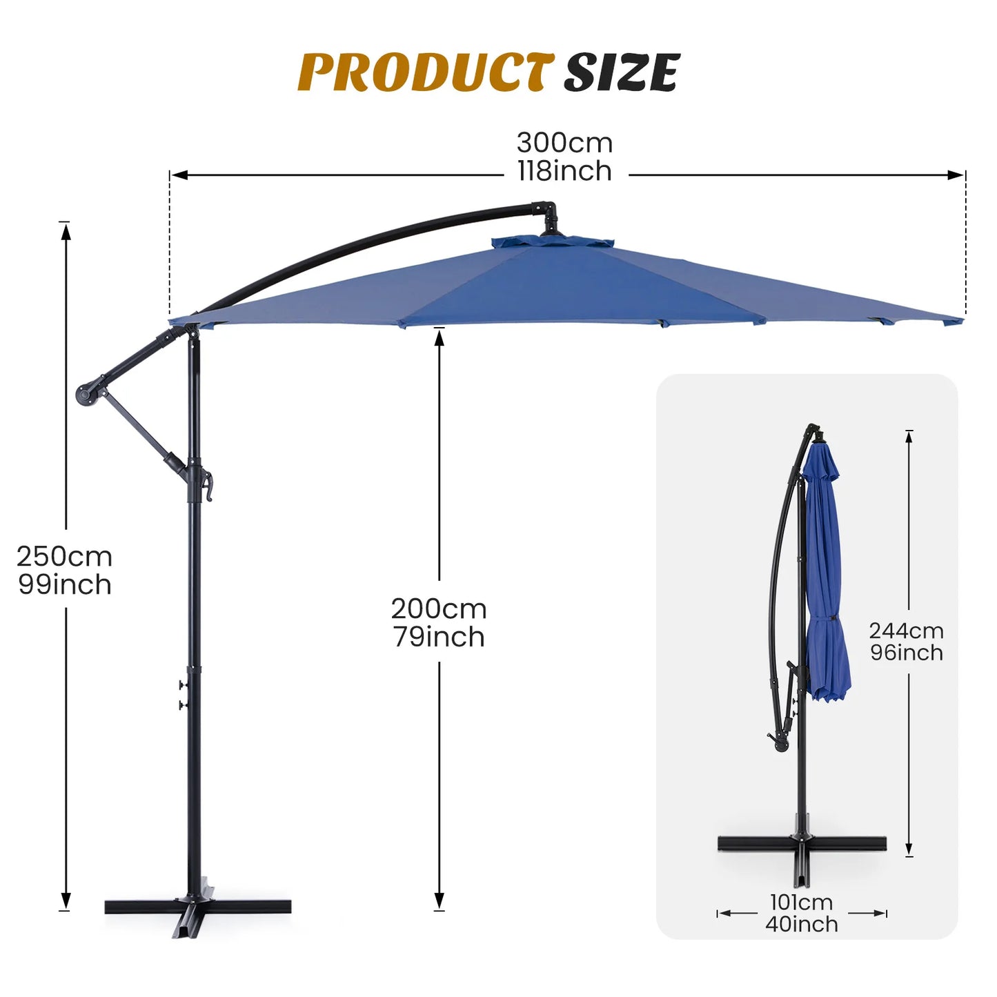 Outdoor Patio Umbrella Hanging Cantilever with Easy Tilt