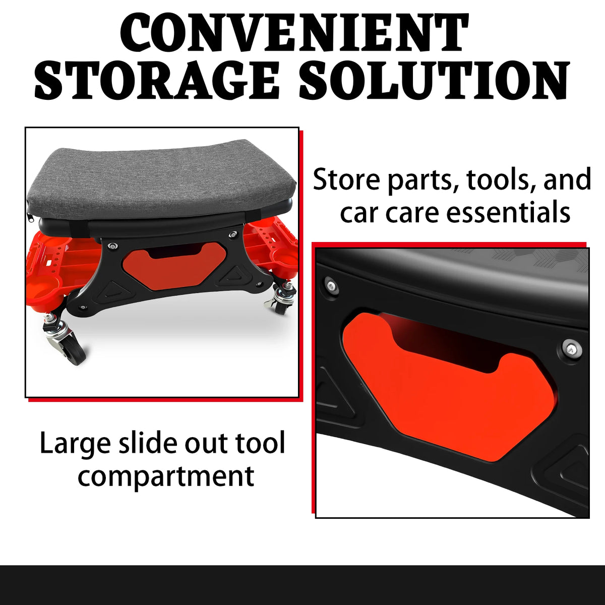 Heavy Duty Garage Stool with Rolling Mechanics Seat