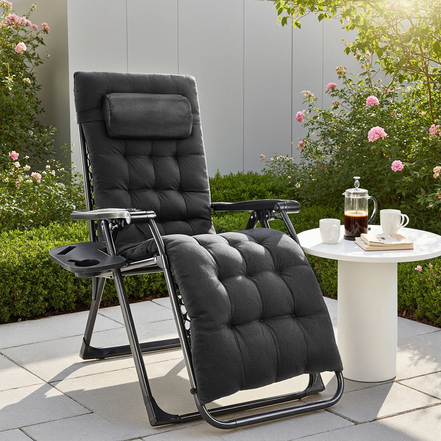 Zero Gravity Lounge Chair with Cup Holder Tray Set