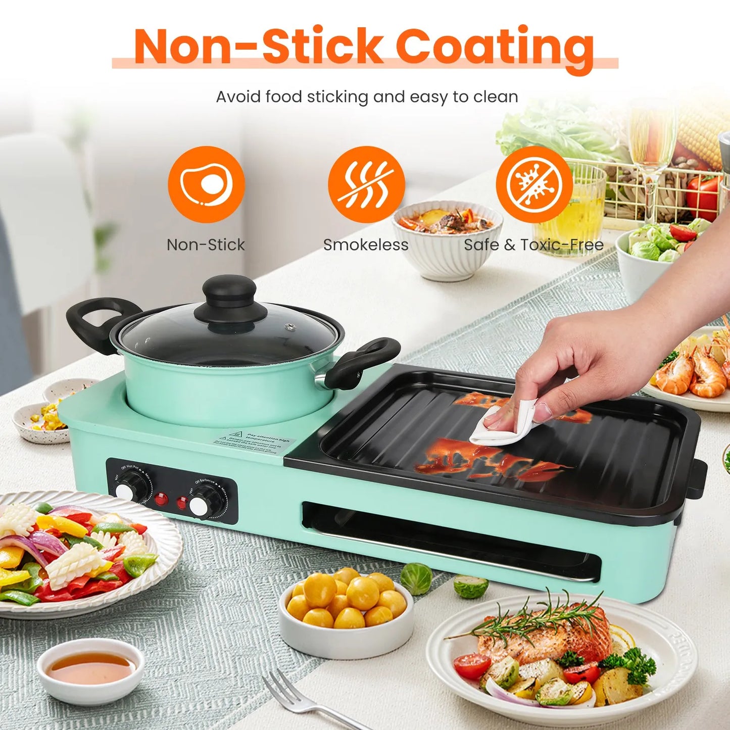 3-in-1 Electric Pot (with Grill & Frying Pan) - 1600W
