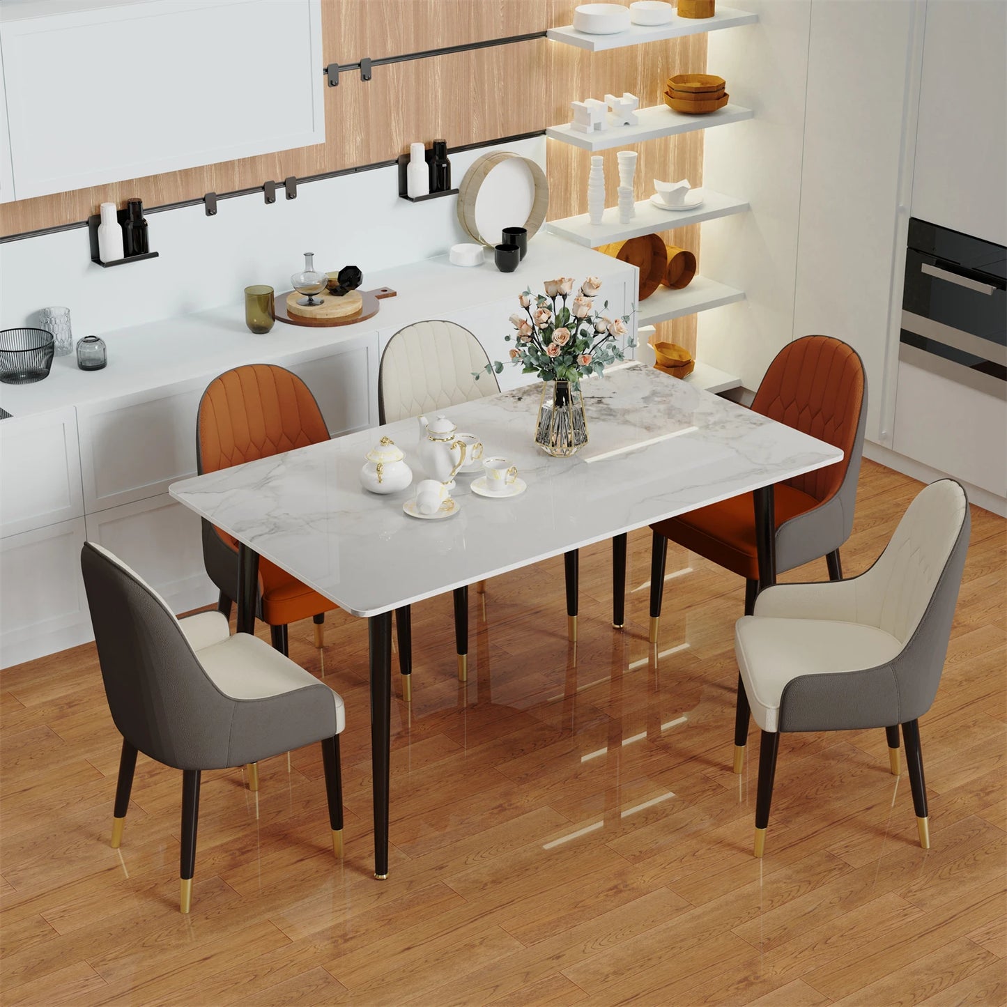 Rectangular Dining Table with Metal Frame