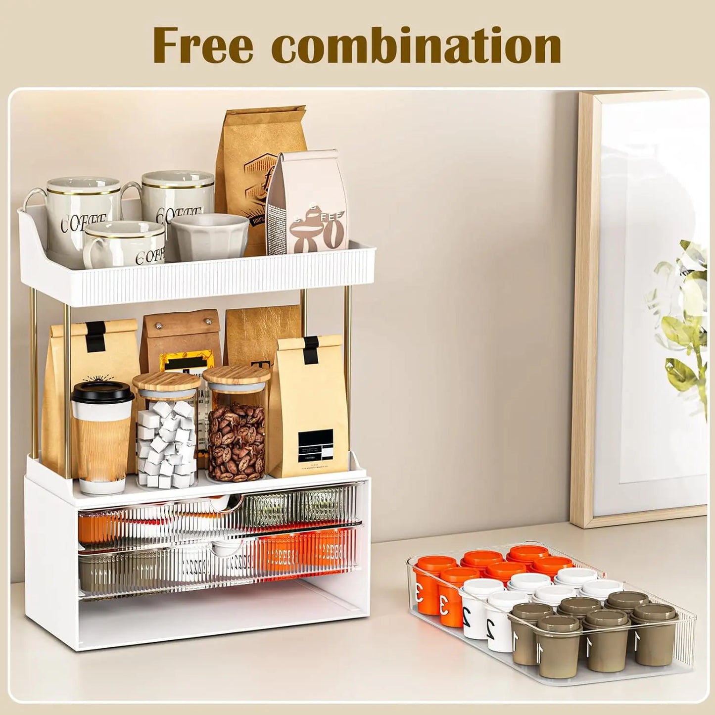 Clear Makeup Organizer with Drawers and Counter Storage