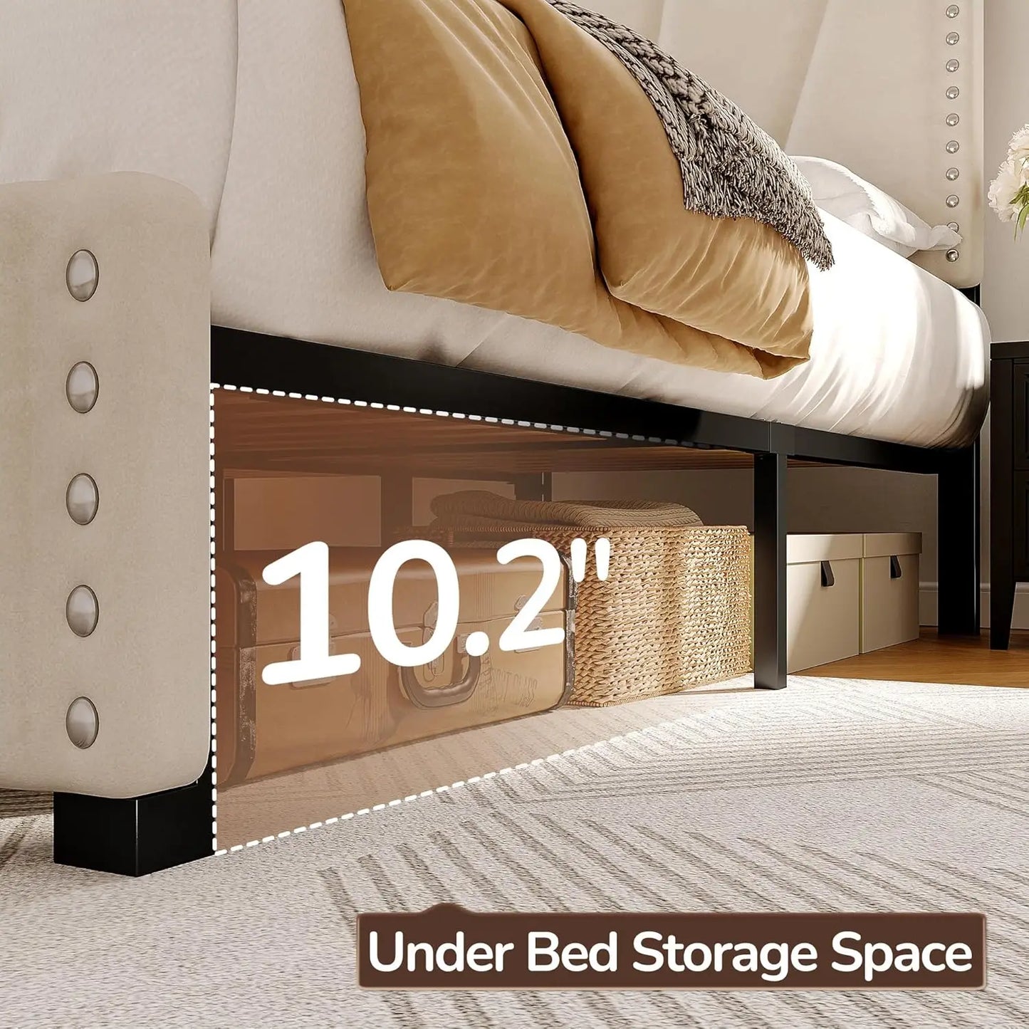 Storage Headboard Platform Bed with Charging Station