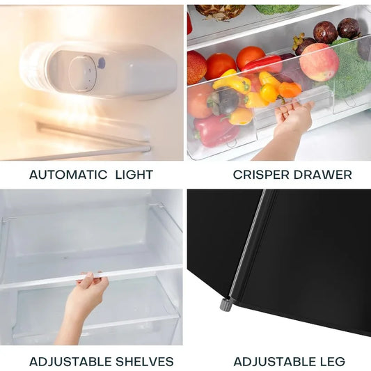 Refrigerator with Freezer a Double Door Fridge and Adjustable Thermostat