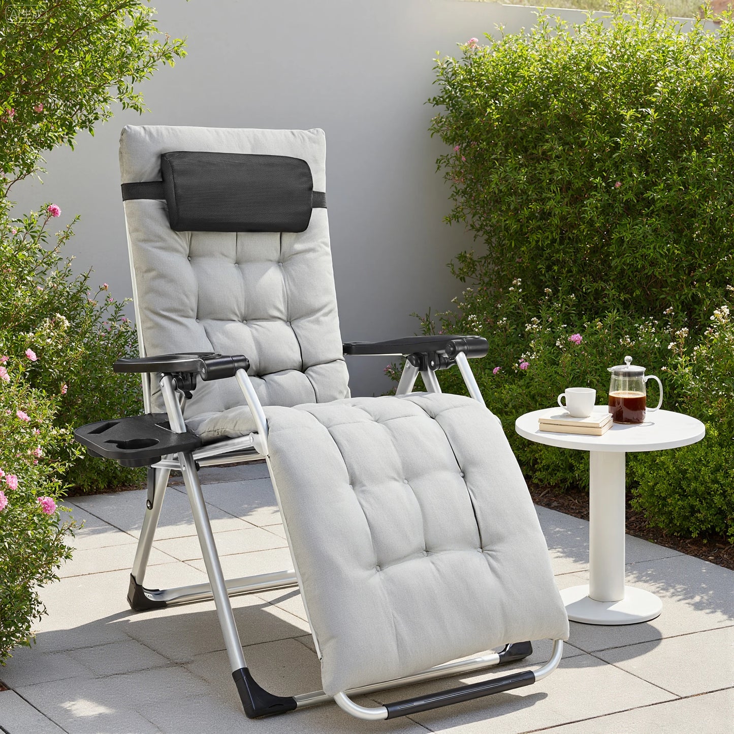 Zero Gravity Lounge Chair with Cup Holder Tray Set