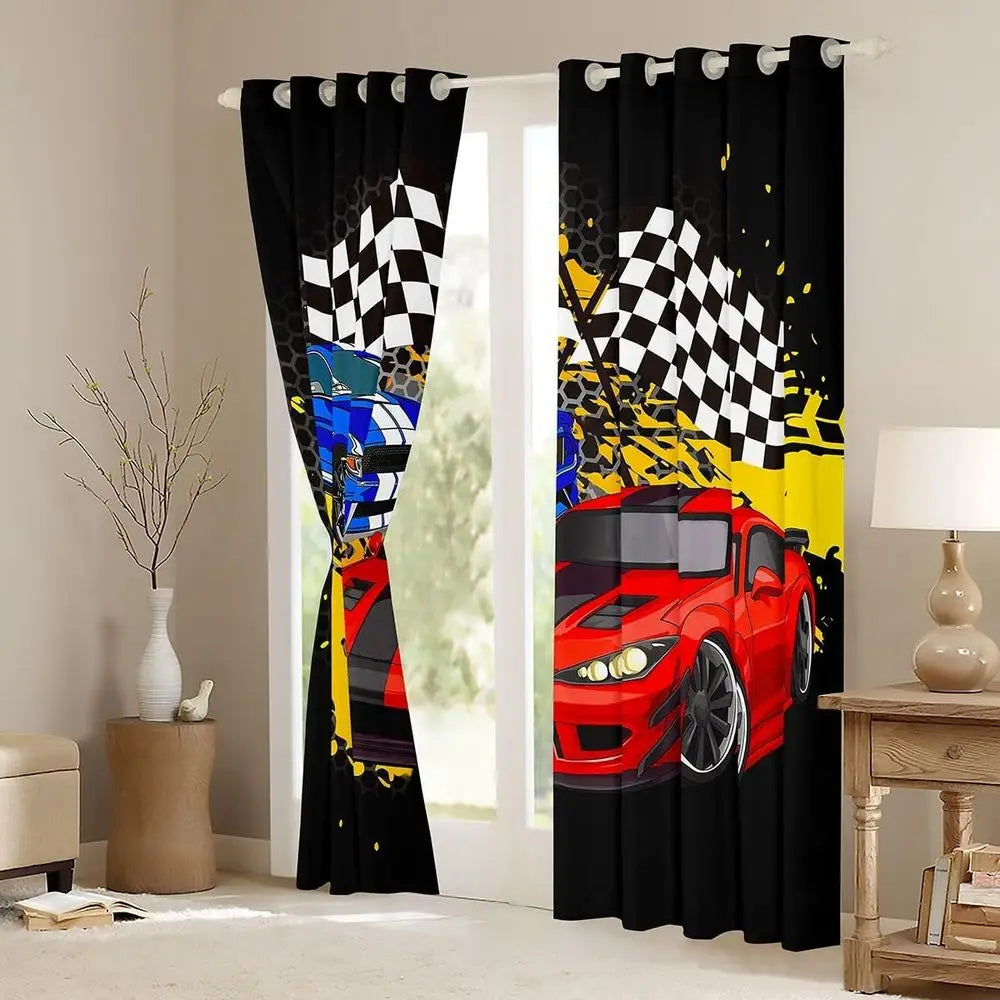 Sports Racing Car Window Curtains