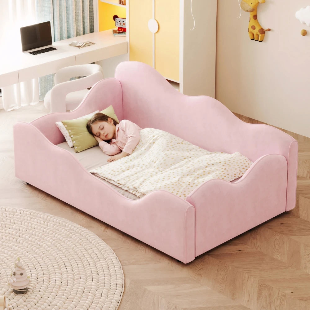 2-in-1 Daybed Design Upholstered Bed with Safety Guardrails