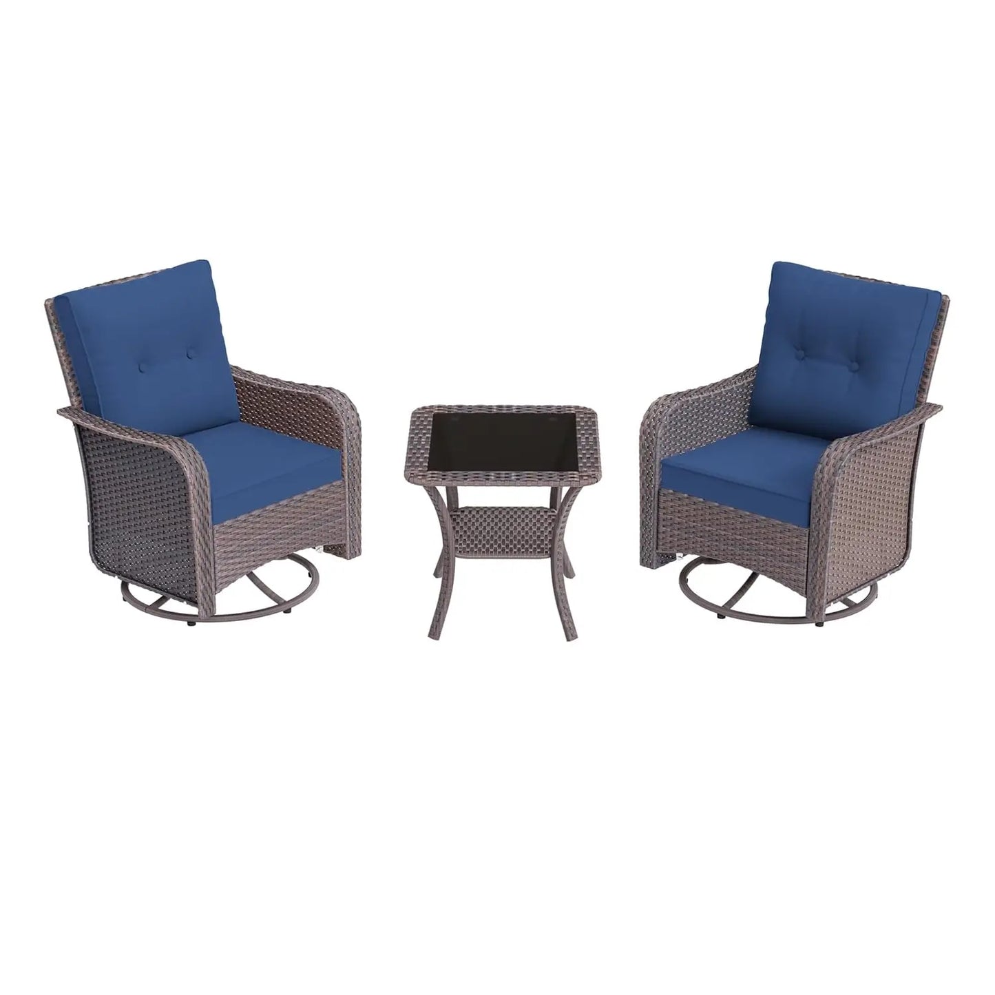 Wicker Swivel Rocker Chair Set