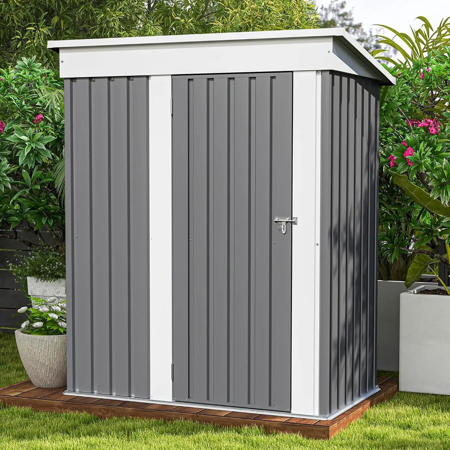 Tool Shed with Sloping Roof and Lockable Door