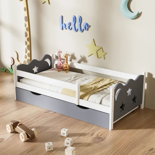 Bed Frame with Star and Moon Decoration