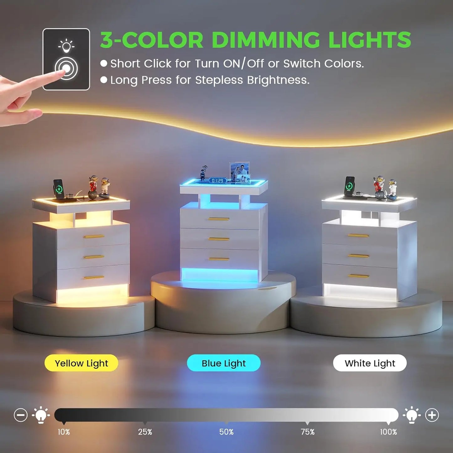 LED High Gloss Nightstand
