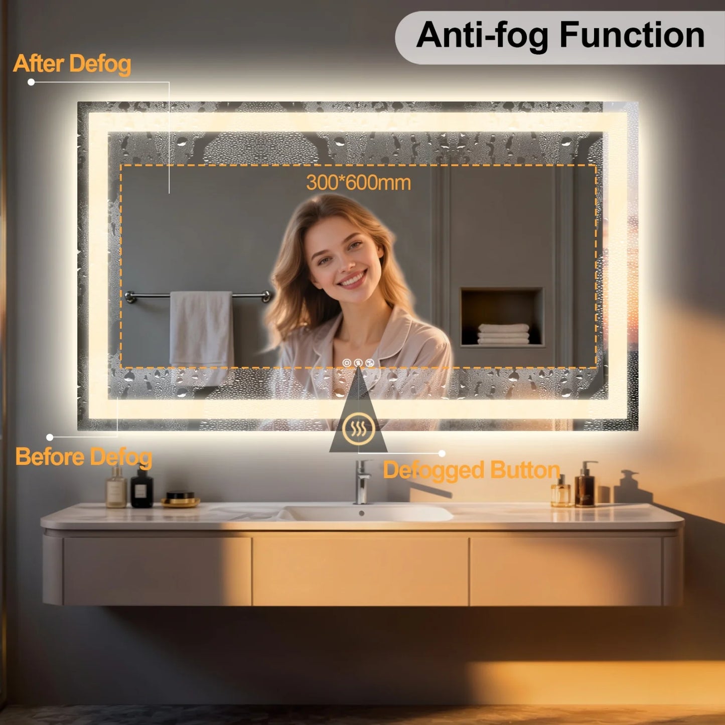 Vanity Makeup Waterproof LED Mirror