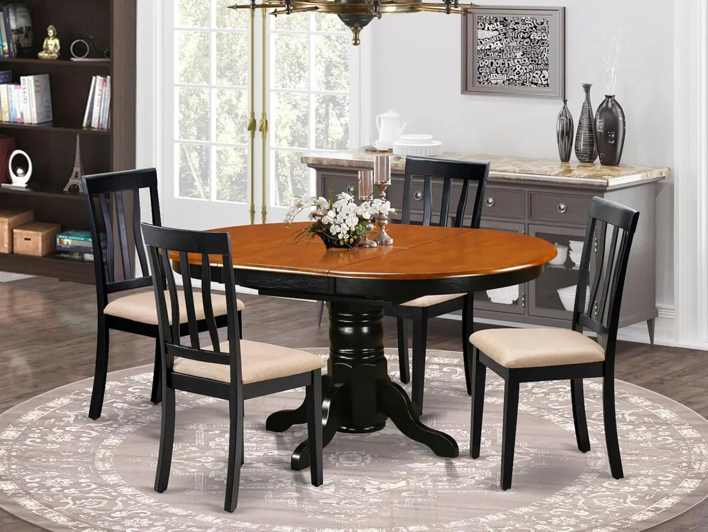 Oval Dining Room Furniture Set with Butterfly Leaves