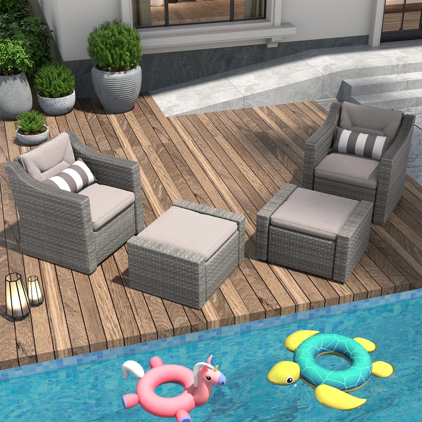 All-Weather Wicker Rattan Sectional Patio Furniture Set