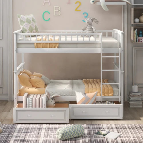 Twin over Twin Bunk Bed with Drawers
