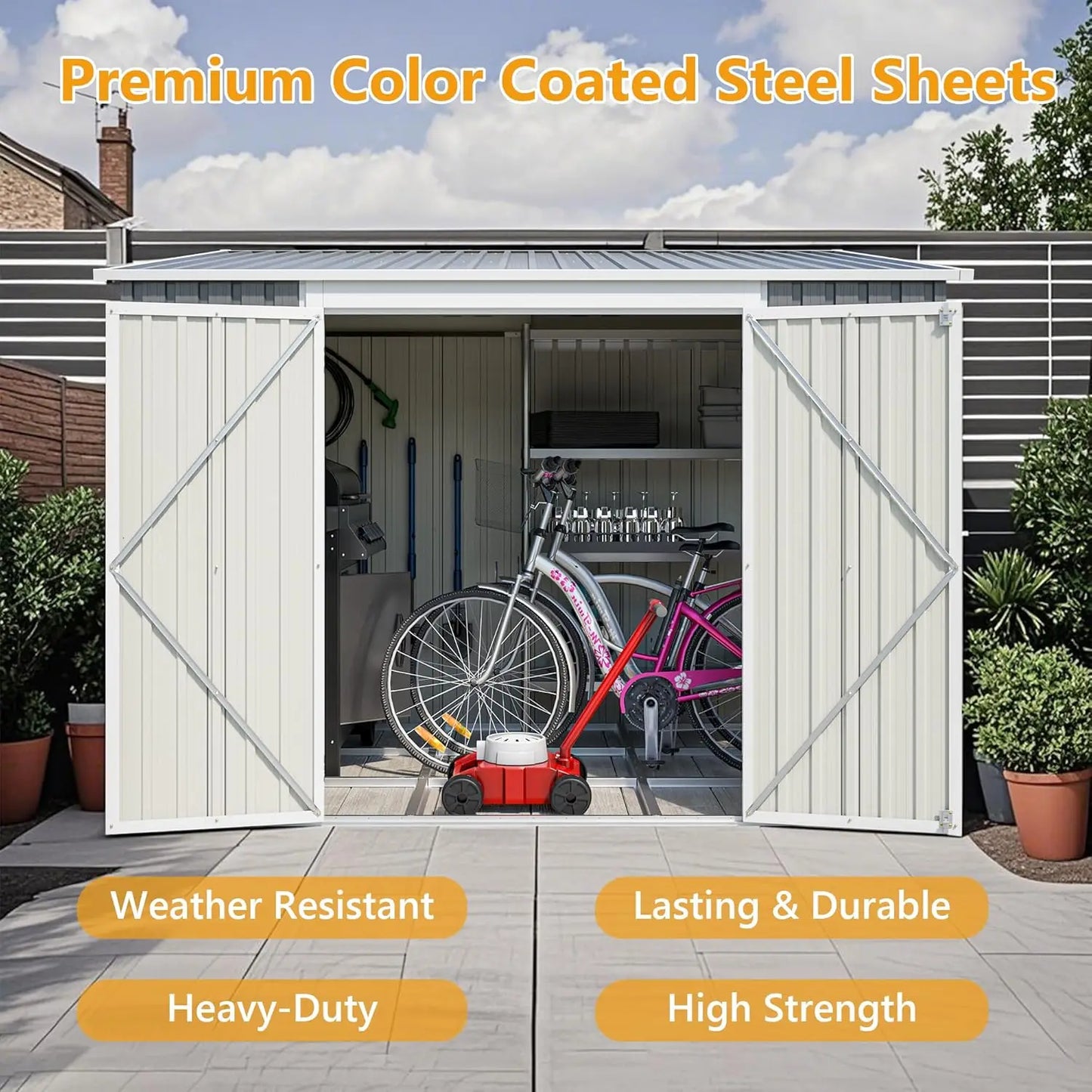 Metal Outdoor Storage Shed with Floor Frame