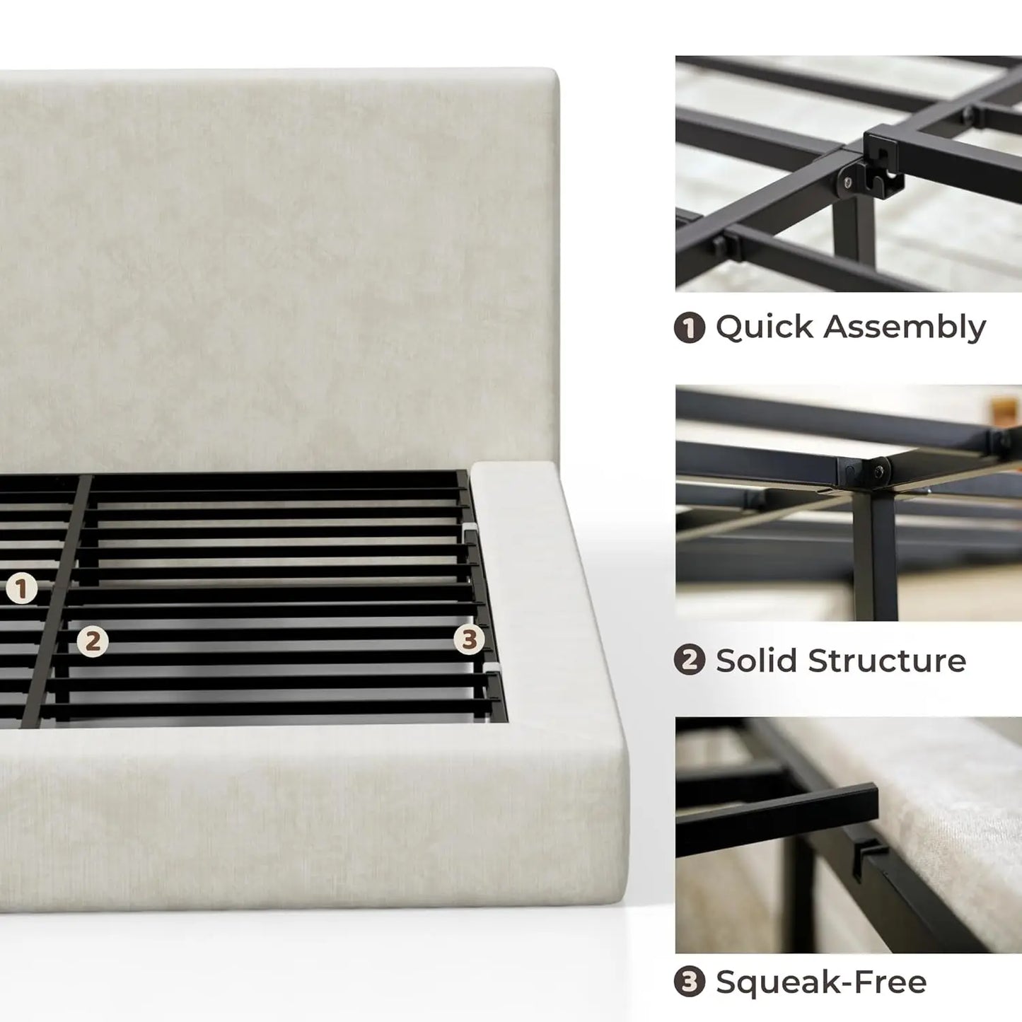 Foam Padded Platform Headboard No Box Spring