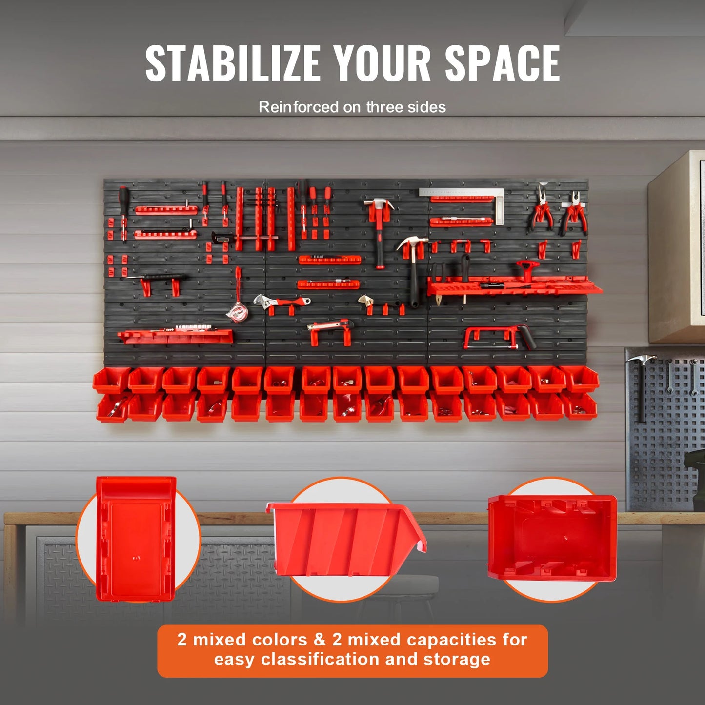 Wall Mounted Storage Bins Rack with W3