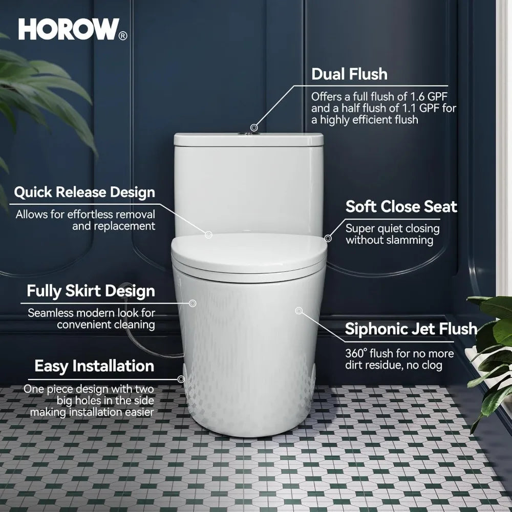 Elongated One Piece Toilet for Small Bathroom