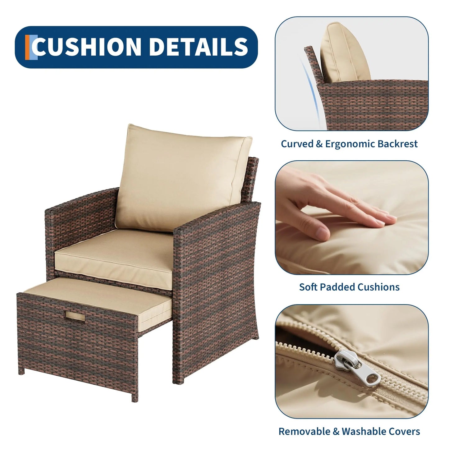 5-Piece All-Weather PE Rattan Patio Set