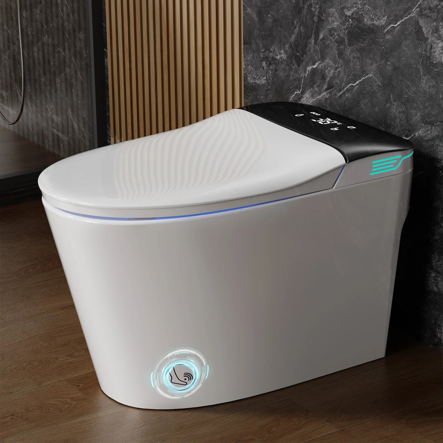 Elongated Smart Toilet with Foam Dispenser