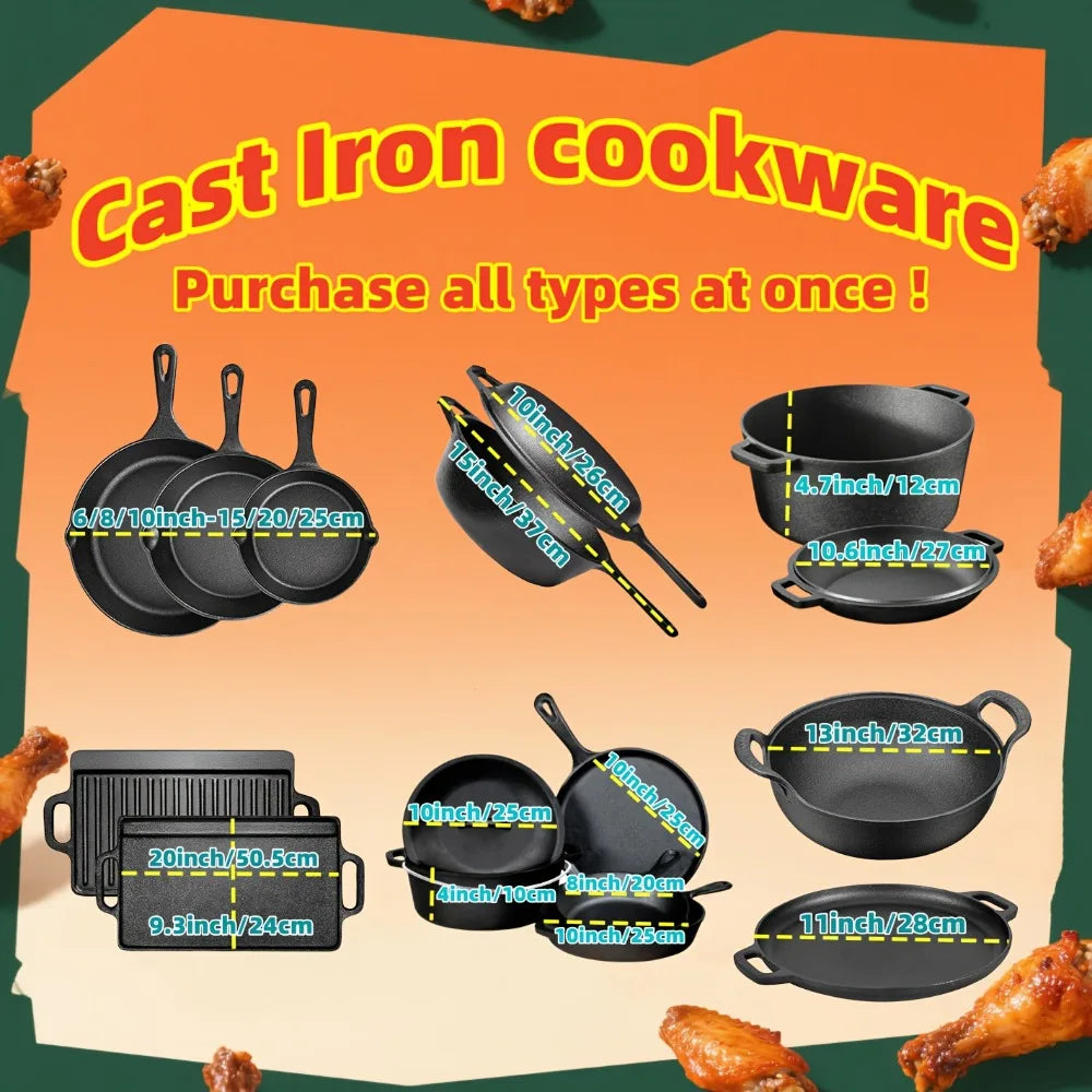 Heavy-Duty Cast Iron Skillet Set