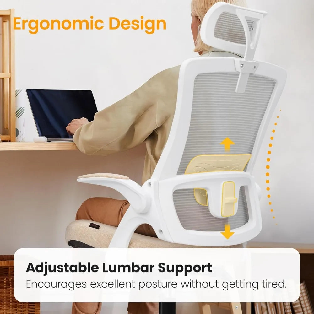 Ergonomic Adjustable Chair with a High Back Computer Comfy Task Office Chair