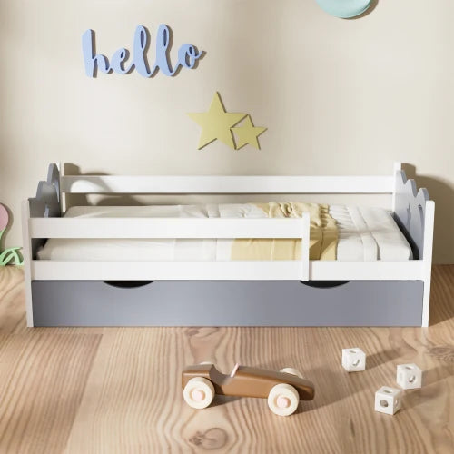 Bed Frame with Star and Moon Decoration