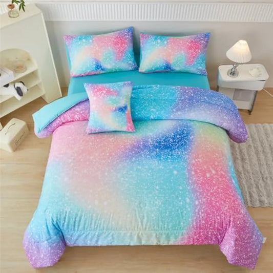 Comforter Set Colorful Rainbow Bed
