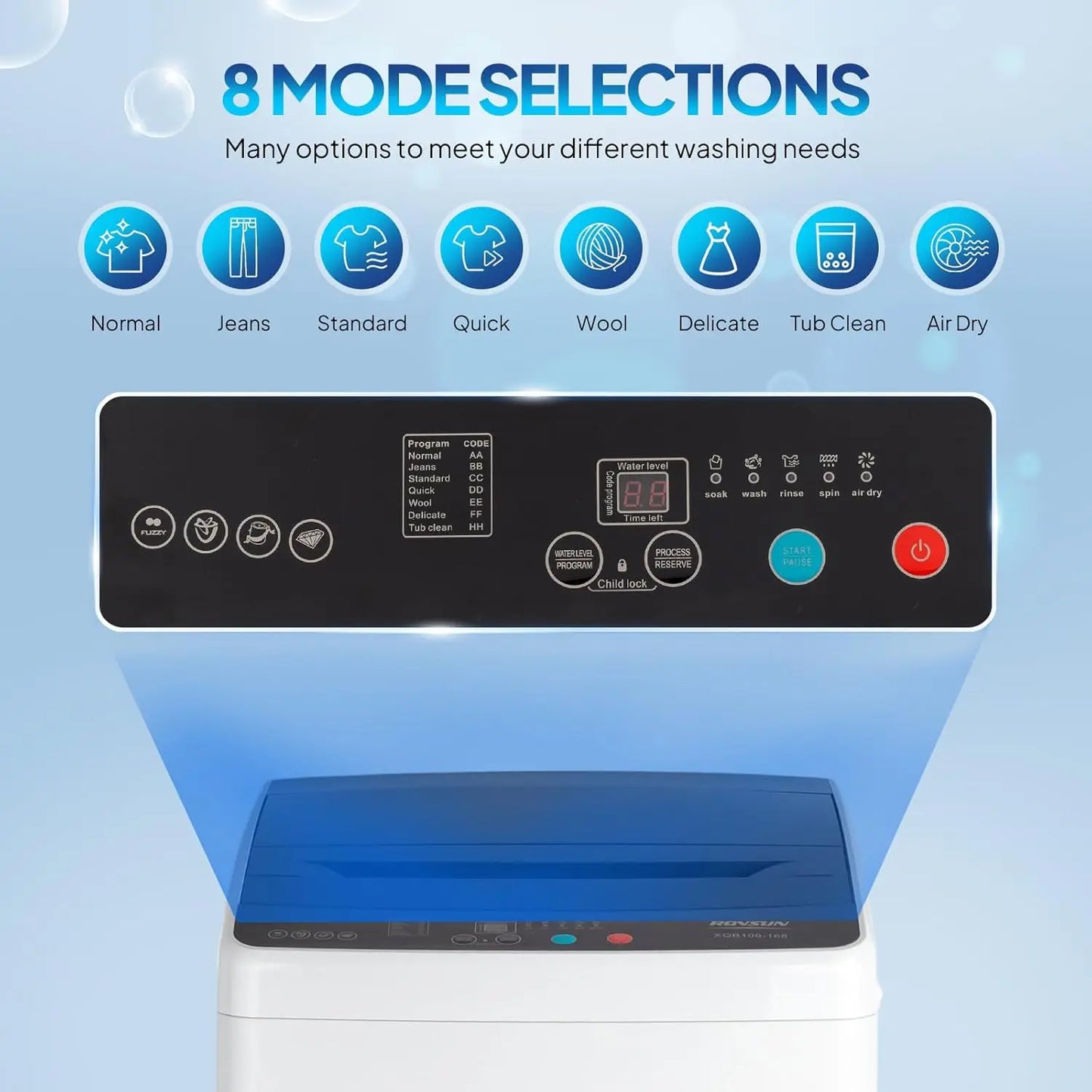Full-Automatic Portable Washer with Stainless Steel Drum