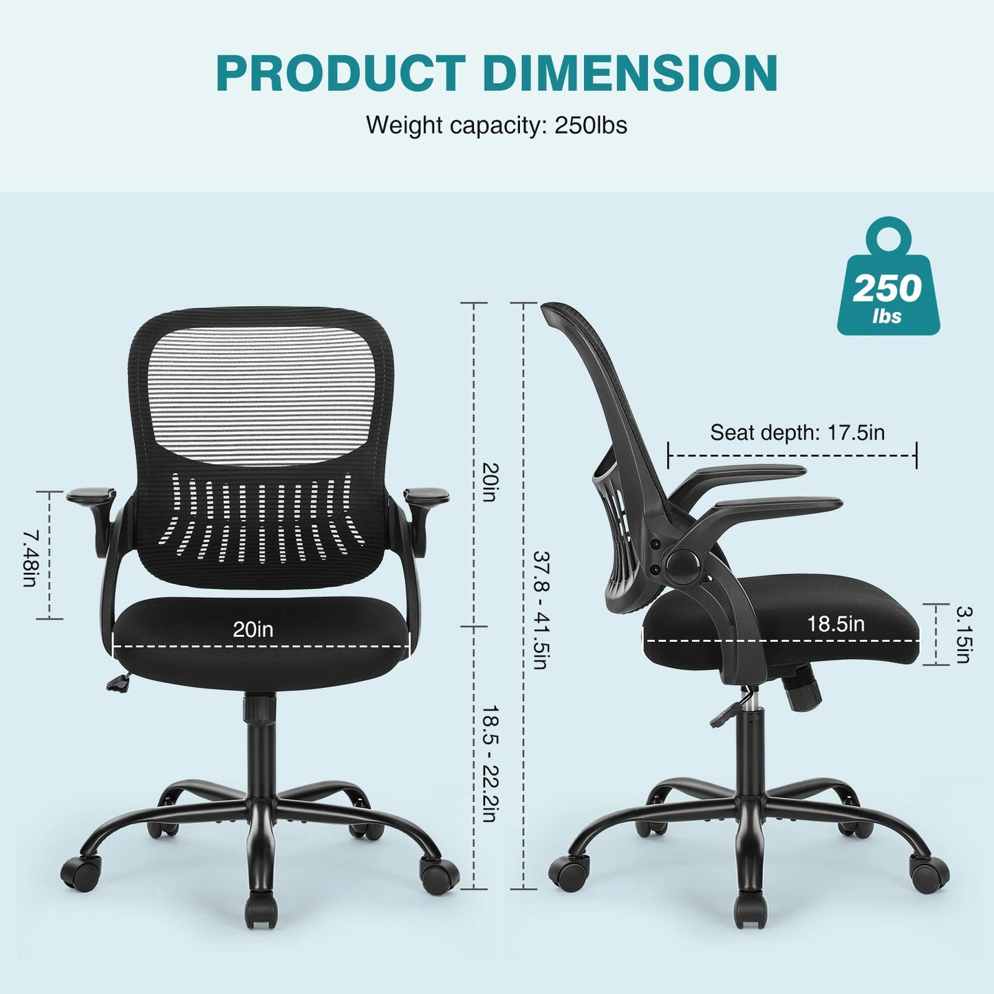 Ergonomic Mesh Backrest Office Desk Chair Adjustable Height