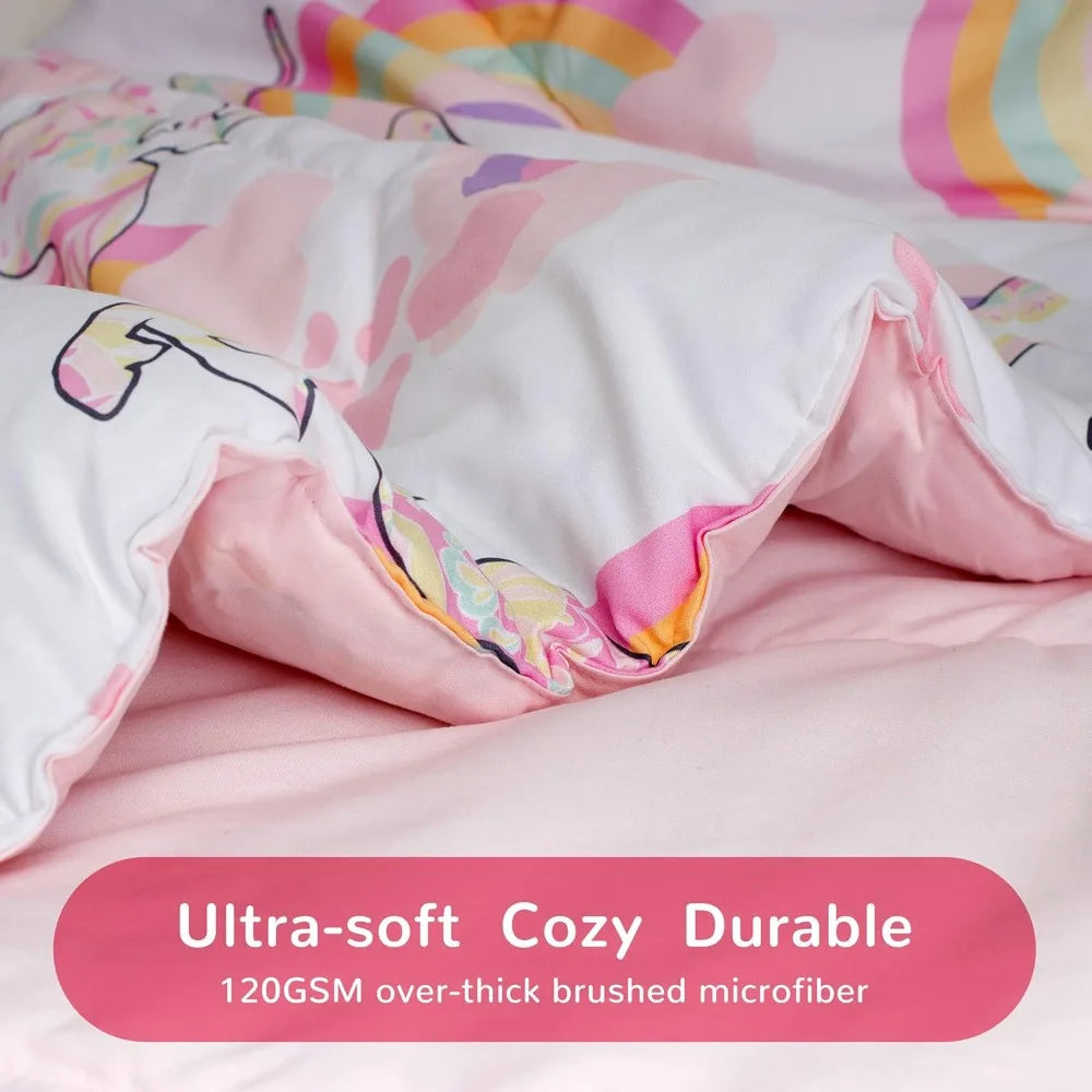 Kids Unicorn Bedding Set with Sheets & Pillowcases, Soft & Cute Design