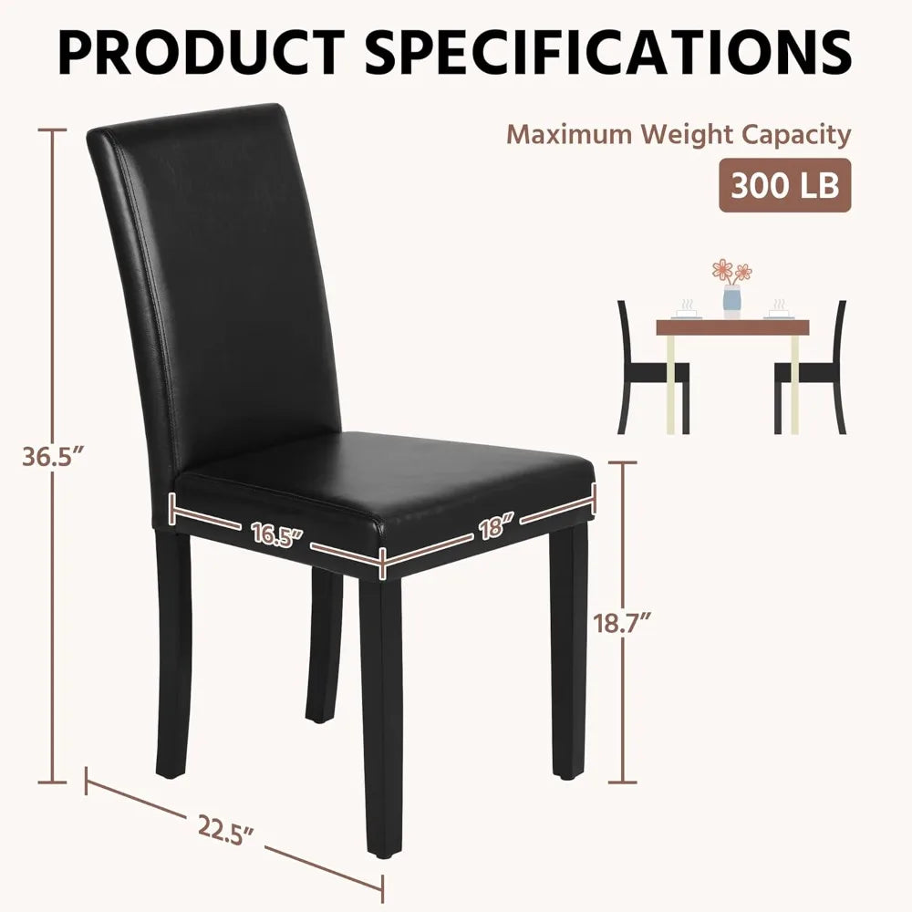 Dining Chairs Set of Faux Leather and Rubberwood Legs and Padded Seat