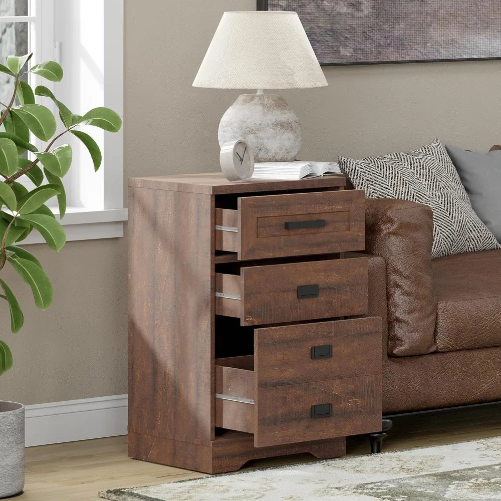 Bedroom High Night Stand Side Table with 3 Drawers