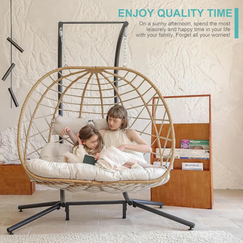 Double Egg Swing Chair with Stand