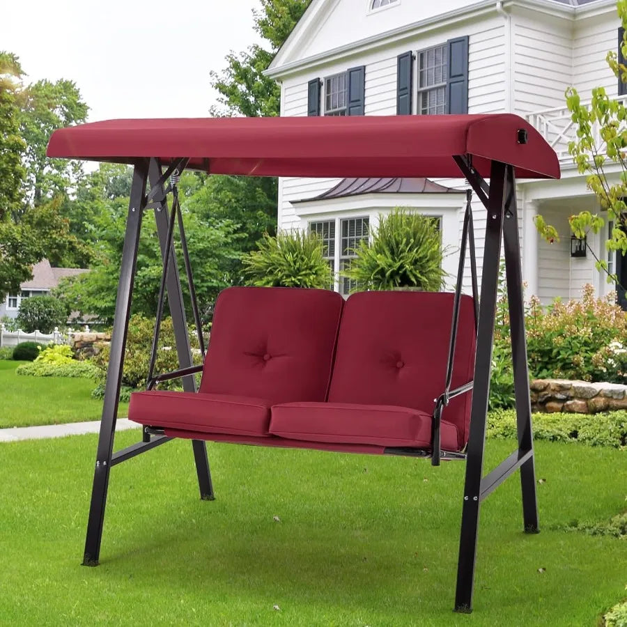 Outdoor Patio Swing Chair with Adjustable Canopy