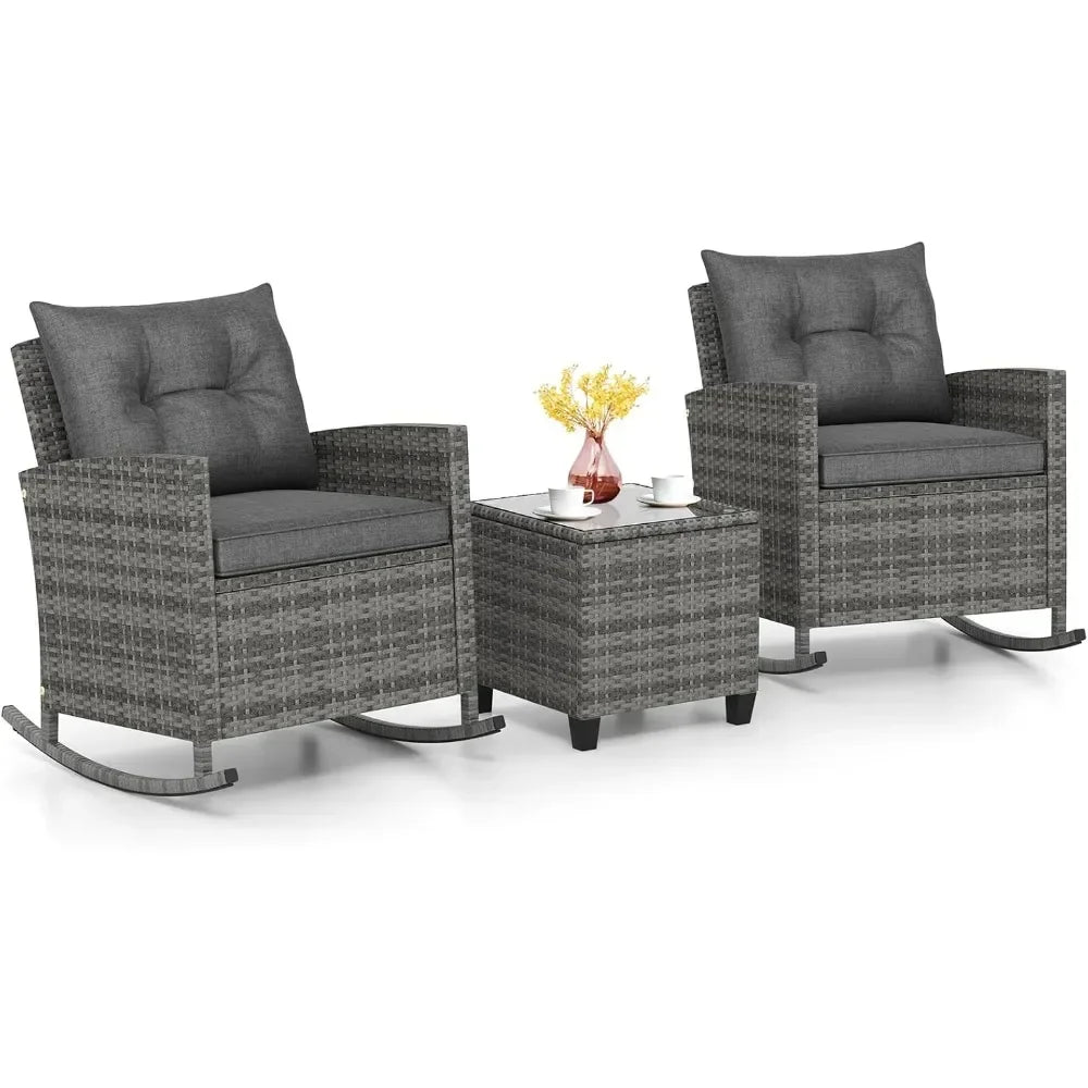 3 Piece Patio Furniture - Rocking Bistro Set