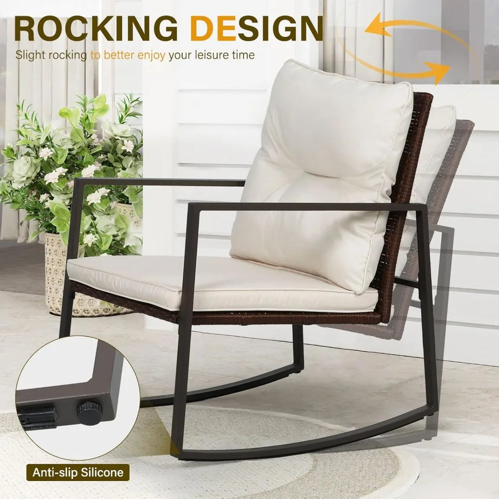 Patio Bistro Outdoor Rocking Chair Set