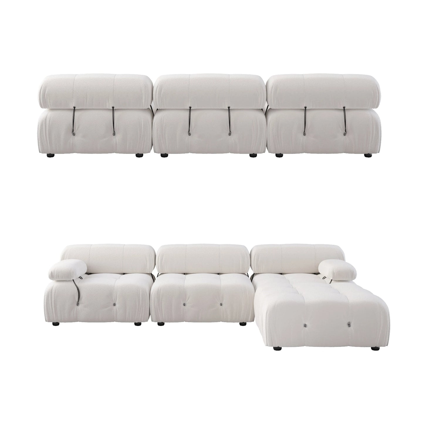 Modern L-Shaped Velvet Couch with Reversible Ottoman