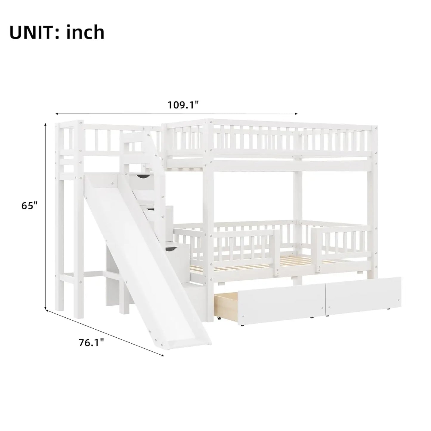 Twin Over Twin Bunk Bed with Slide